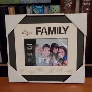 Prinz "Our Family" Brown & White Leaves 4"x6" Photo Frame #5620-001 New in Box